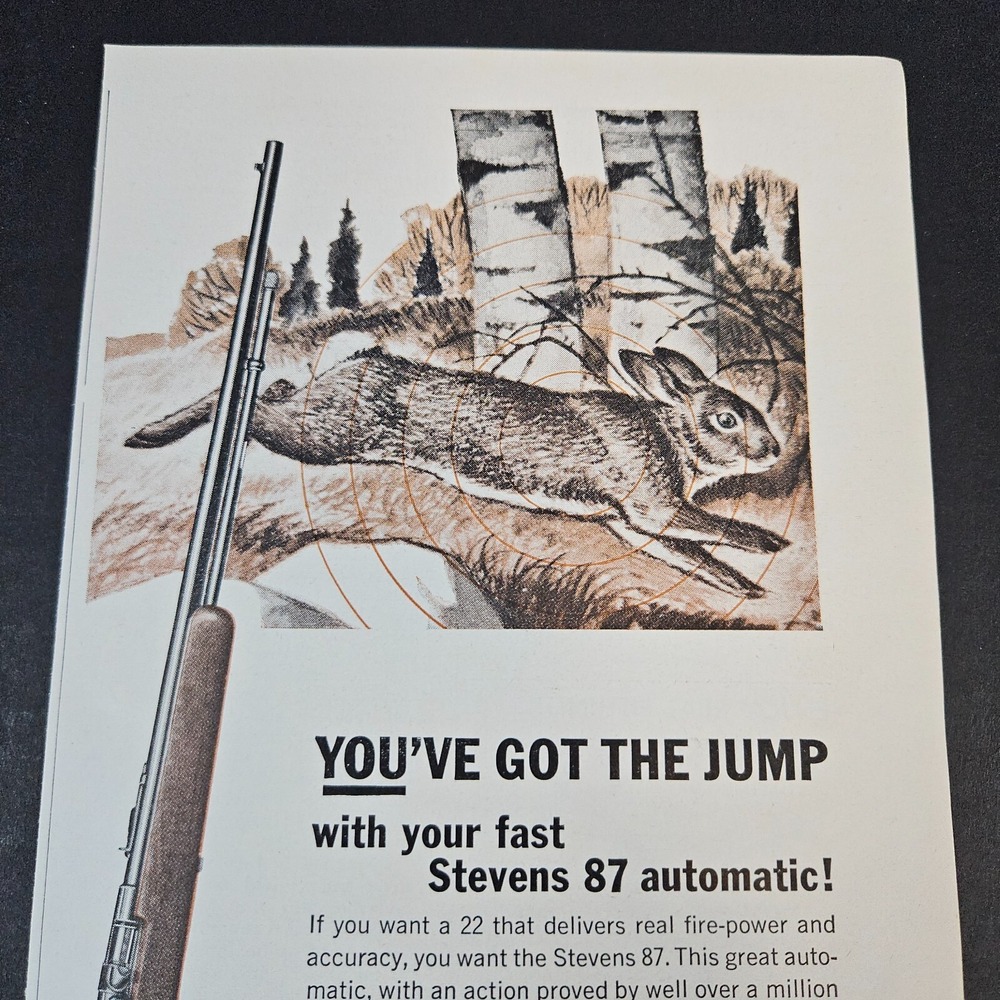 1962 Savage Arms Stevens 87 Automatic Fox Firearms Vintage Print Ad Westfield MA